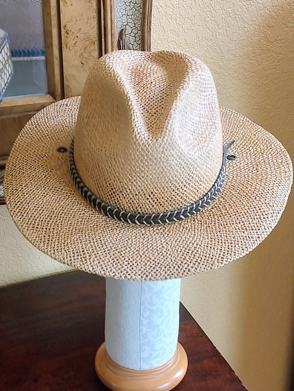 Stetson Straw-Style Hat Tan & Black Size L-XL